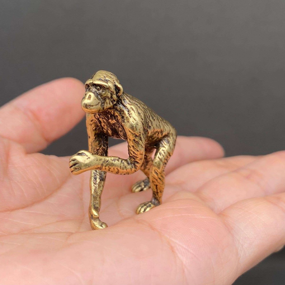 Brass Orangutan Figurine Primate Spirit Animal Totem Wisdom Strength Monkey